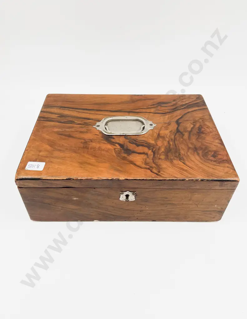 Vict Figured Walnut Sewing Box Image 1++