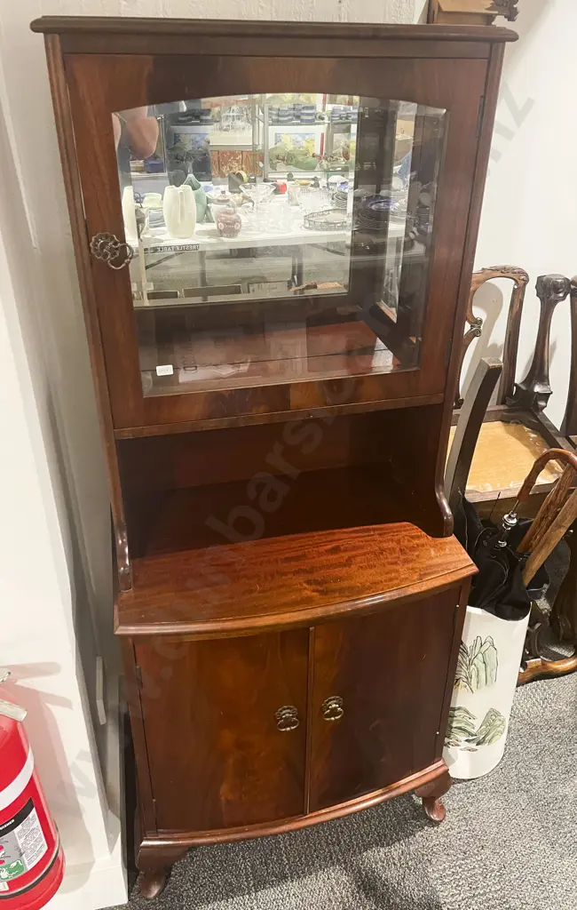Mahogany Two Stage Cabinet with Glazed Door to Top Image 1++