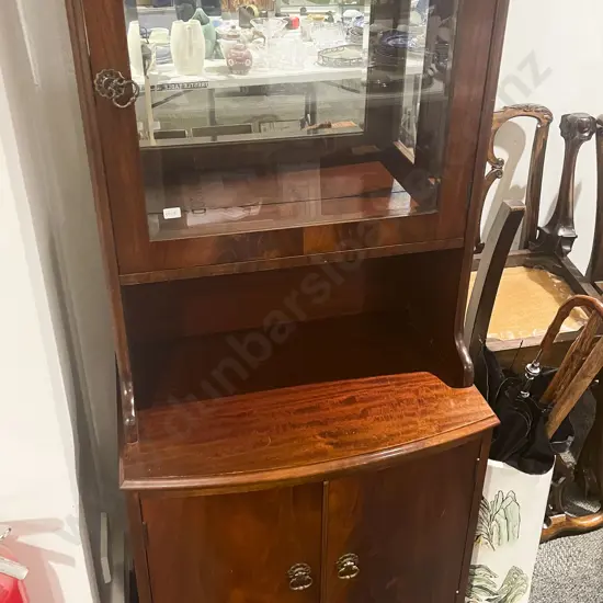 Mahogany Two Stage Cabinet with Glazed Door to Top