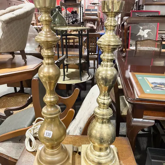 A Pair of Tall Brass Table Lamps