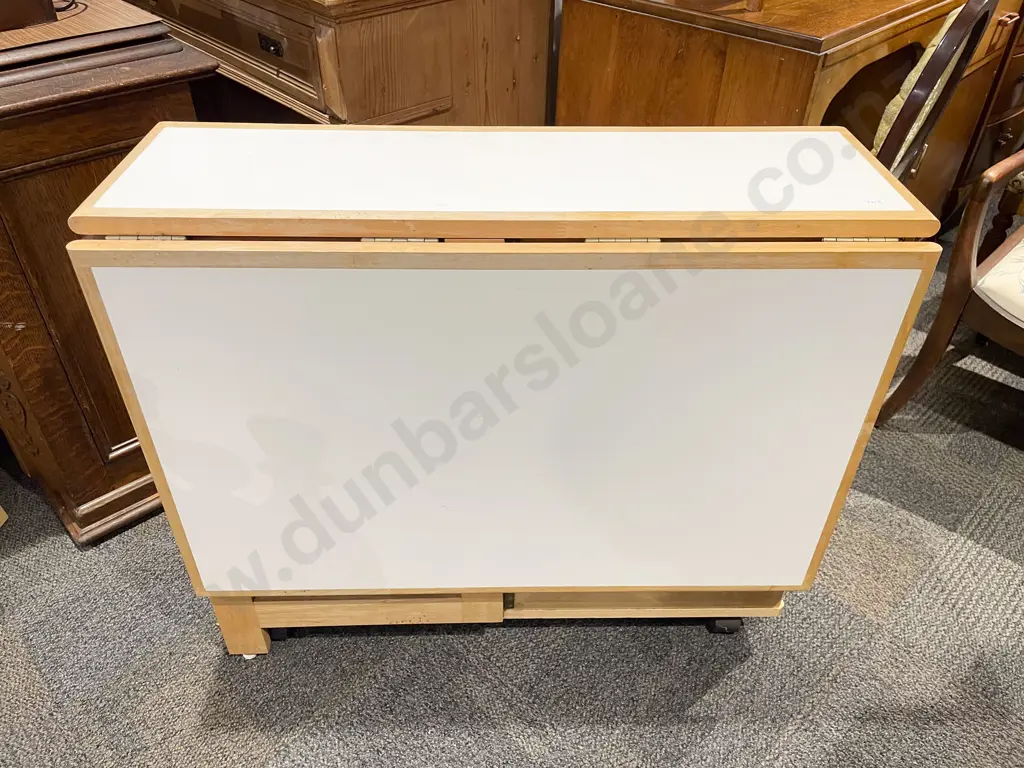 Modern Pembroke Table with Compartment Storing Four Folding Chairs Image 1++