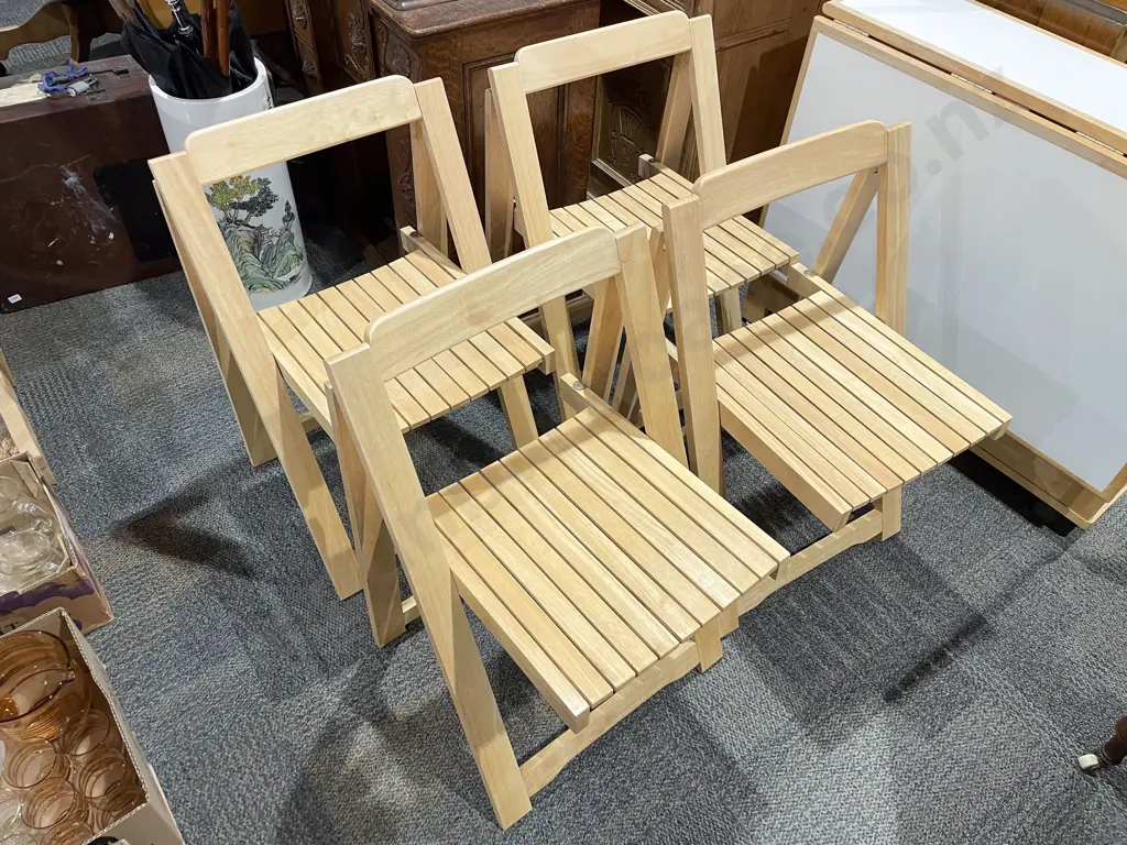 Modern Pembroke Table with Compartment Storing Four Folding Chairs Image 1++