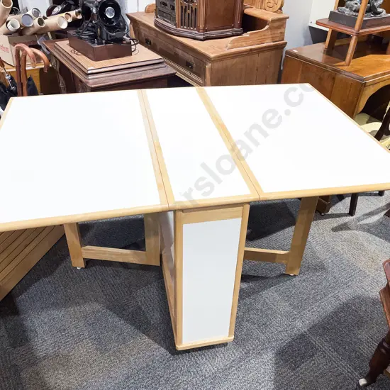 Modern Pembroke Table with Compartment Storing Four Folding Chairs