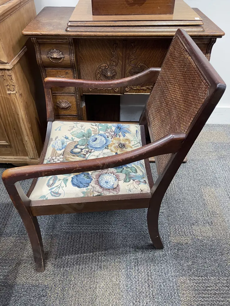 Open Armchair with Rattan Back Image 1++