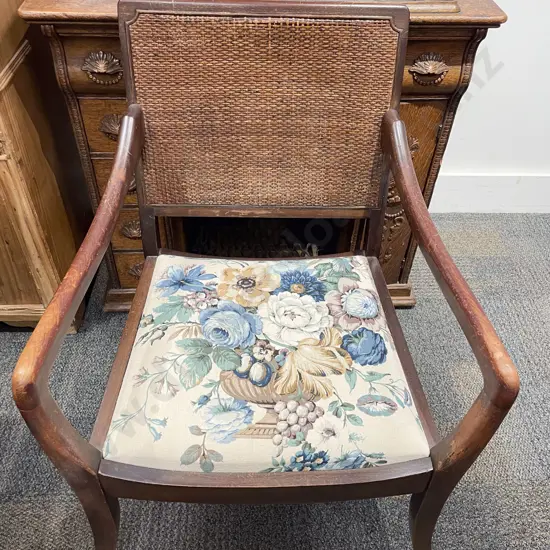 Open Armchair with Rattan Back