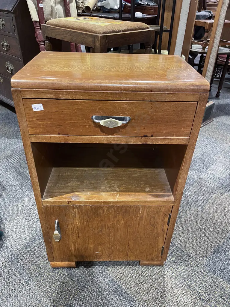 Kneehole Desk with Single Drawer Bedside Cabinet & Bedroom Chair Image 1++