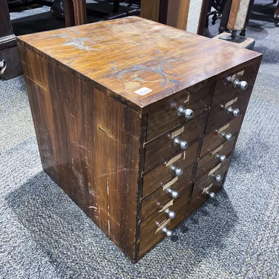 Vintage Wooden Multi Drawer Organiser