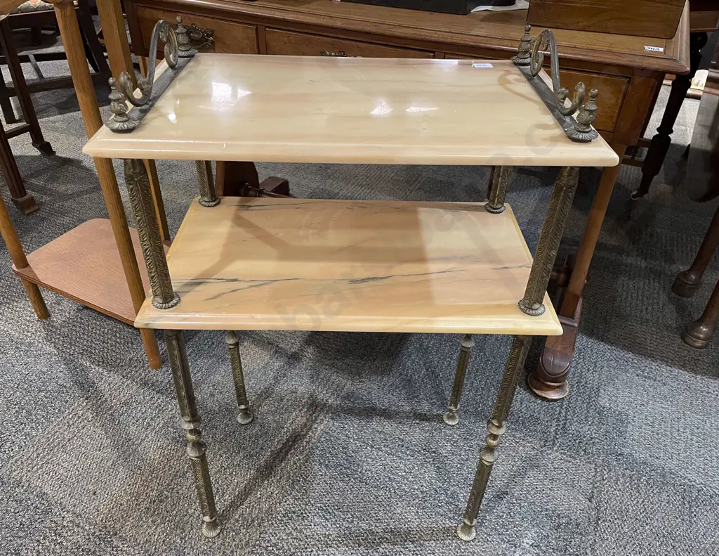 Two Tier Brass & Composite Whatnot Image 1++