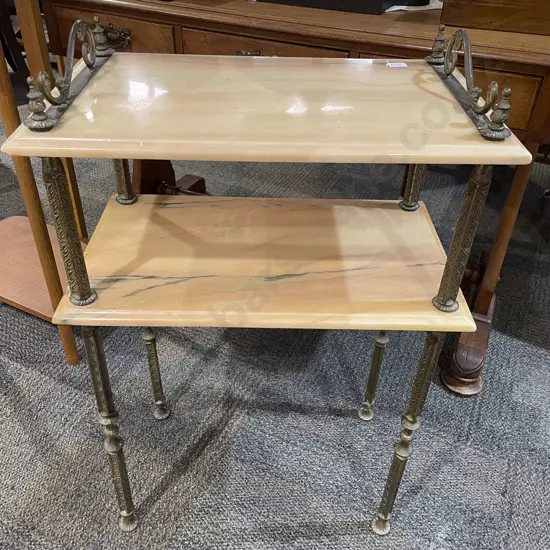 Two Tier Brass & Composite Whatnot