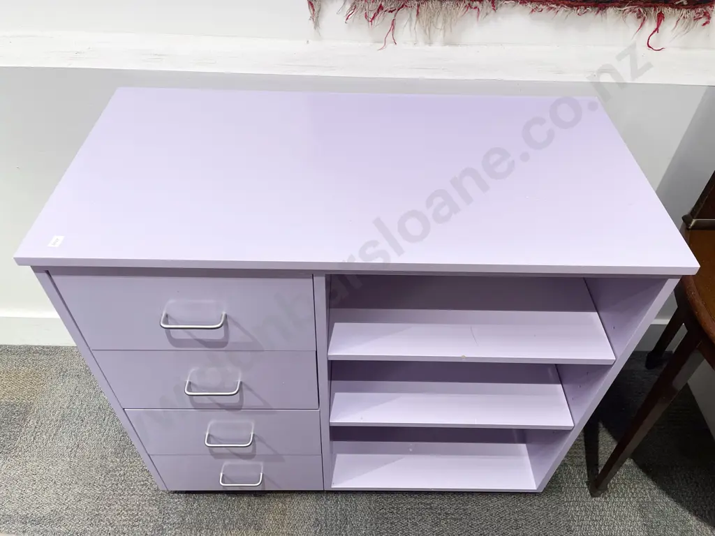 Modern Four Drawer Chest with Segmented Bookcase Image 1++