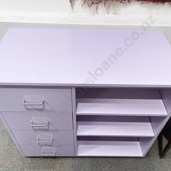 Modern Four Drawer Chest with Segmented Bookcase