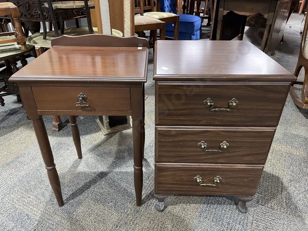 Three Drawer Bedside Chest together with Single Drawer Bedside Table & Occasional Table Image 1++