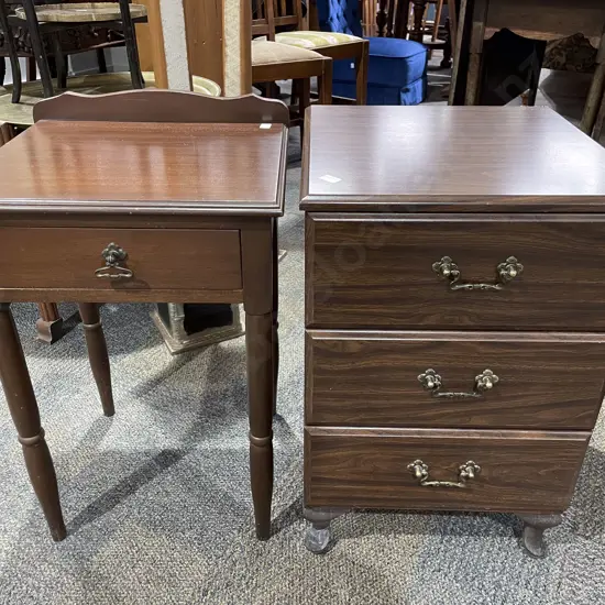 Three Drawer Bedside Chest together with Single Drawer Bedside Table & Occasional Table