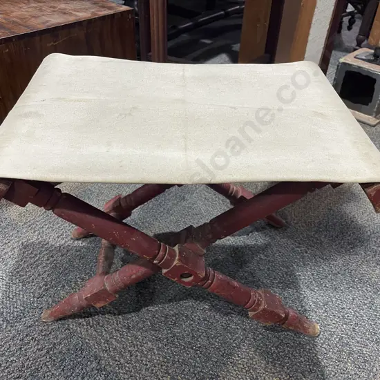 Vintage Canvas Topped Folding Stool