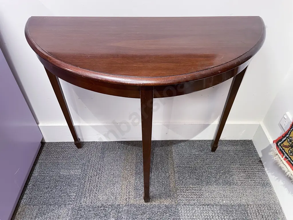 Mahogany D-Shaped Hall Table together with Wycombe Seated Stool Image 1++
