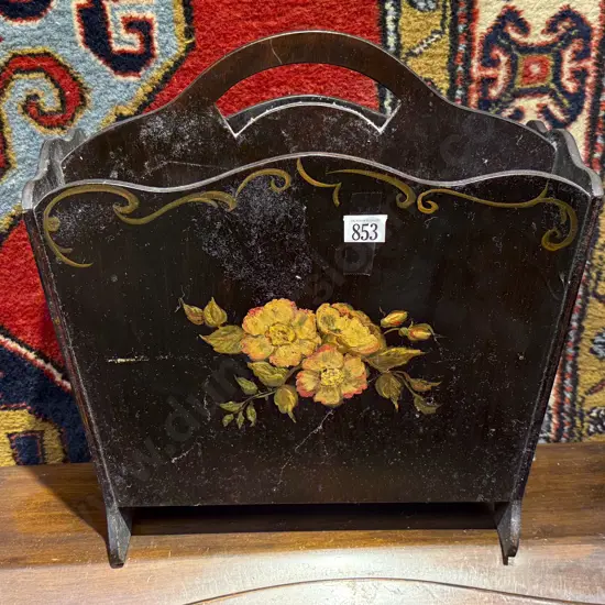 Hand Painted Mahogany Magazine Rack