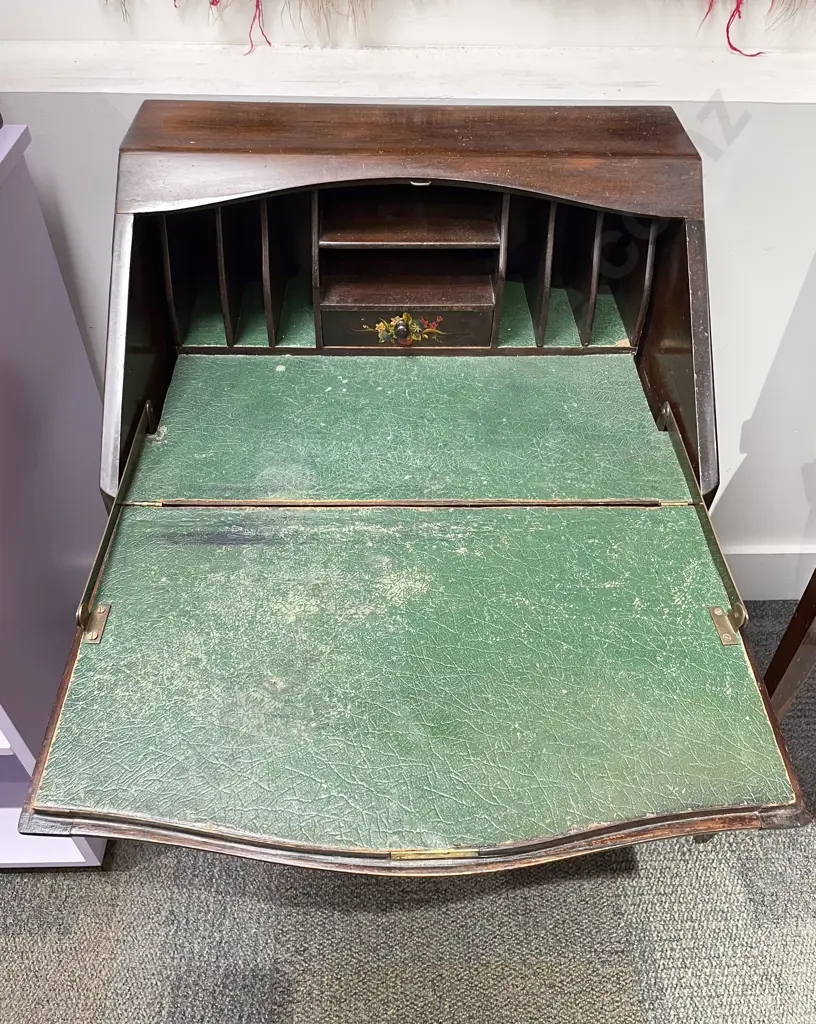 Colonial Kauri Writing Bureau with Florence Adams Floral Decoration Image 1++