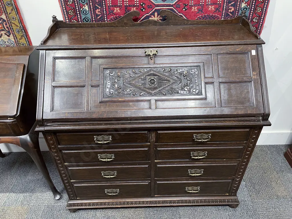 Late C19th Oak Secretary Bureau Image 1++
