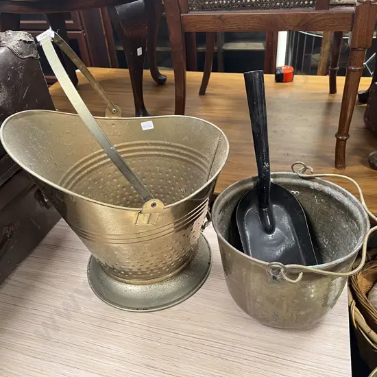 Two Brass Coal Bins