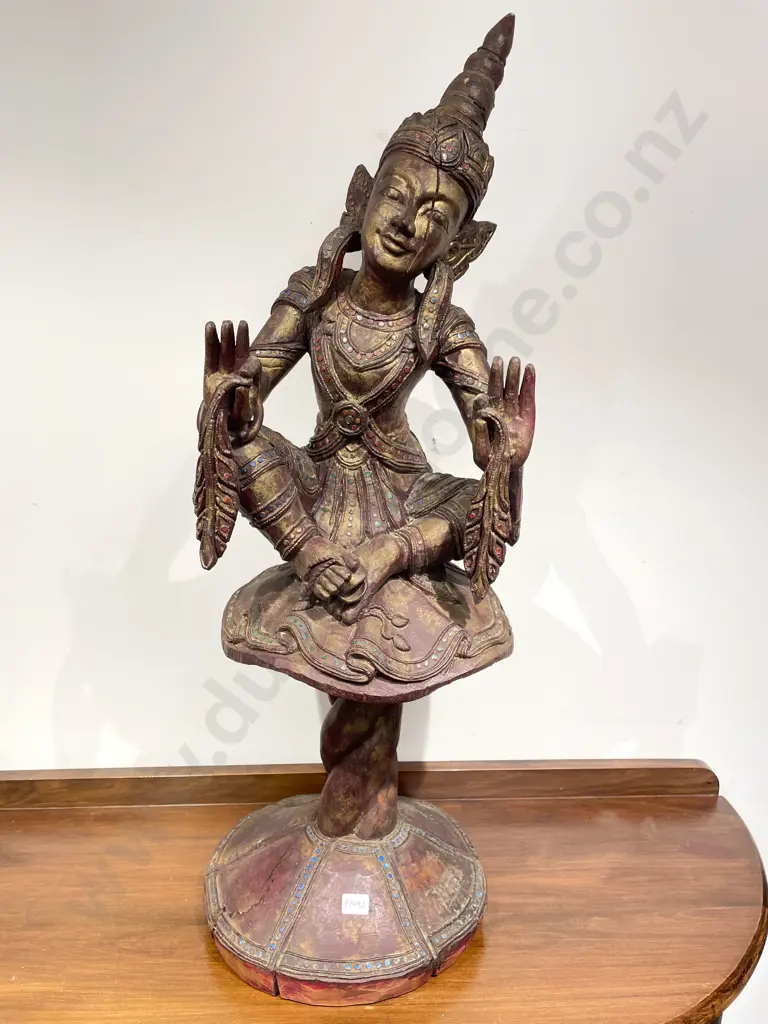 Burmese Carved Temple Dancer Statue Image 1++