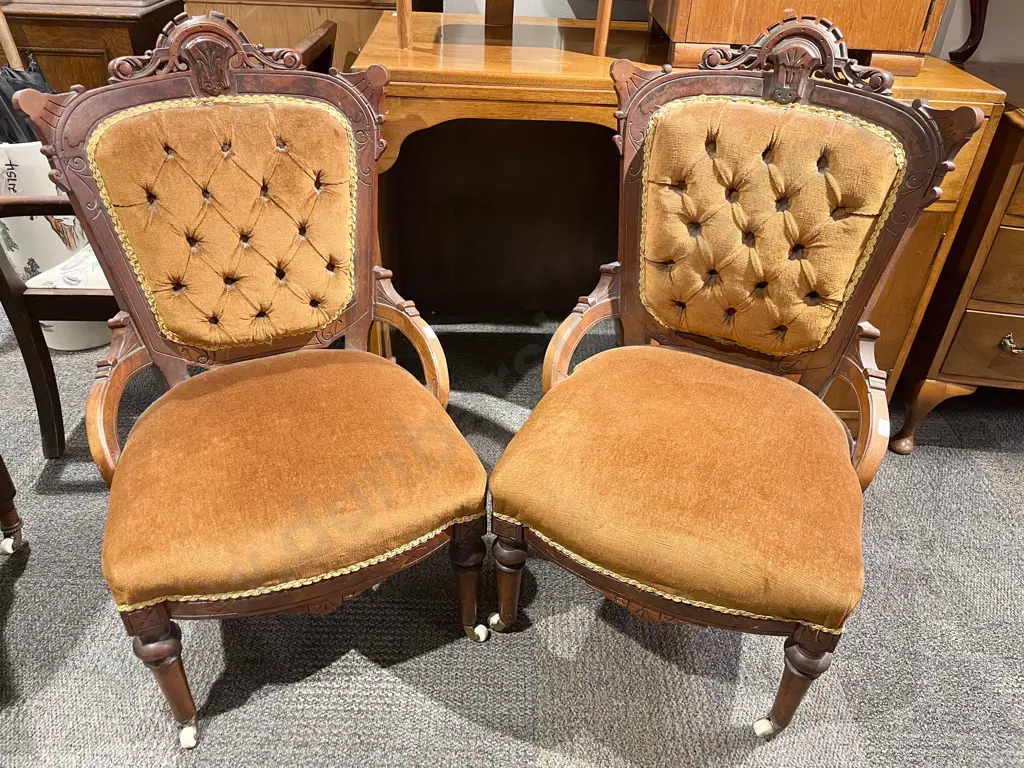 Pair of Button Back Side Chairs Image 1++