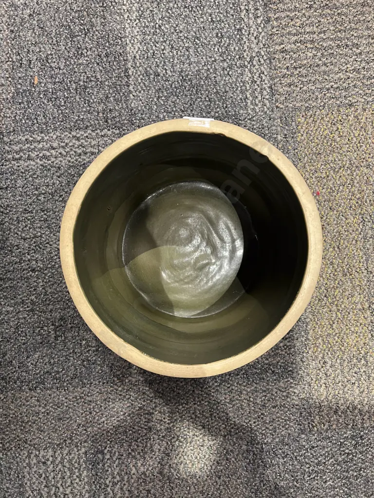 Green Glazed Stoneware Crock Image 1++