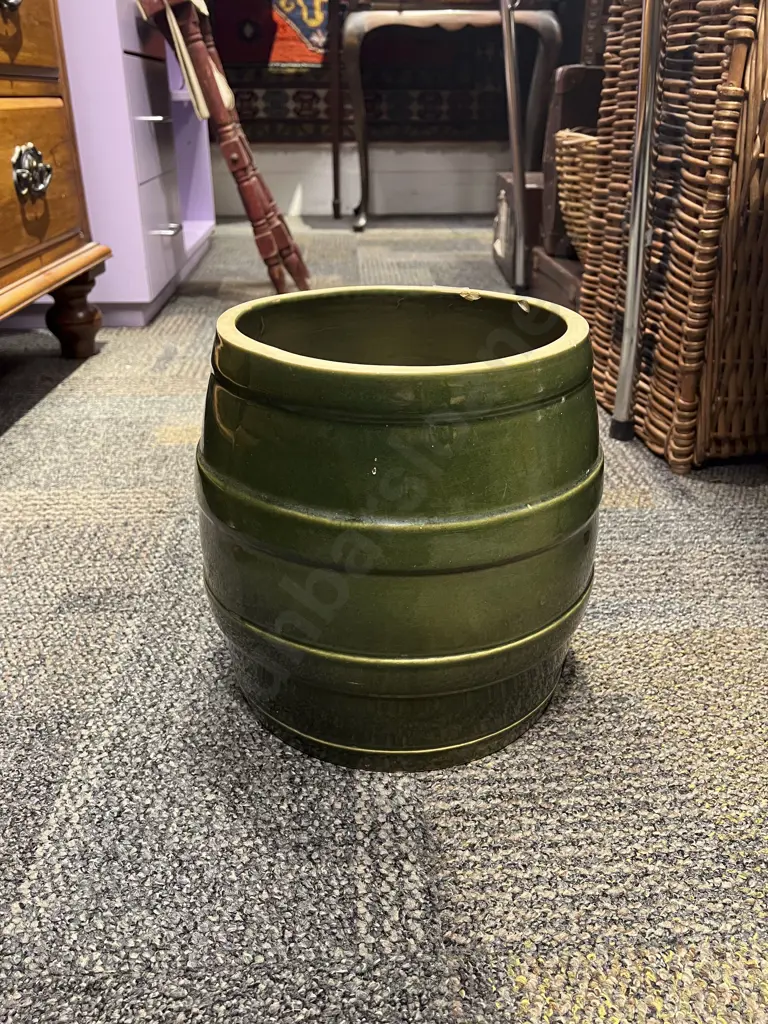 Green Glazed Stoneware Crock Image 1++