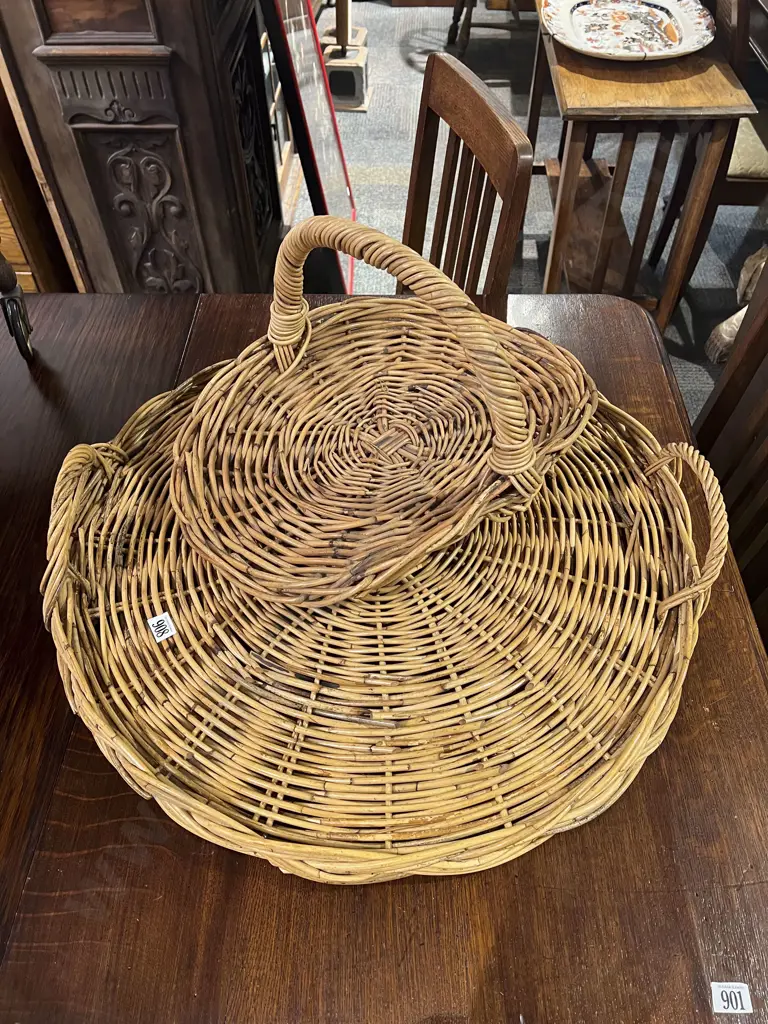 Wicker Flower Basket & Other Wicker Tray Image 1++