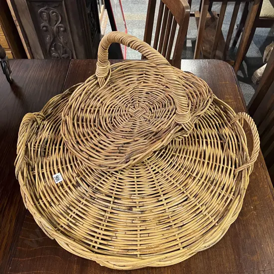 Wicker Flower Basket & Other Wicker Tray
