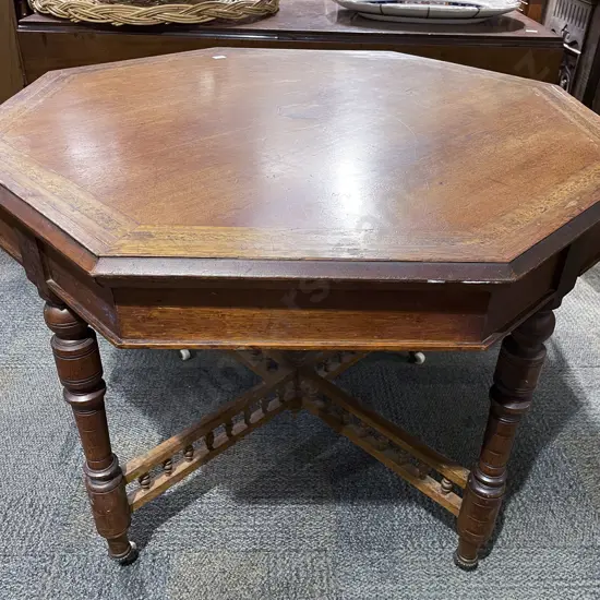 Colonial Octagonal Centre Table with Marquetry Top