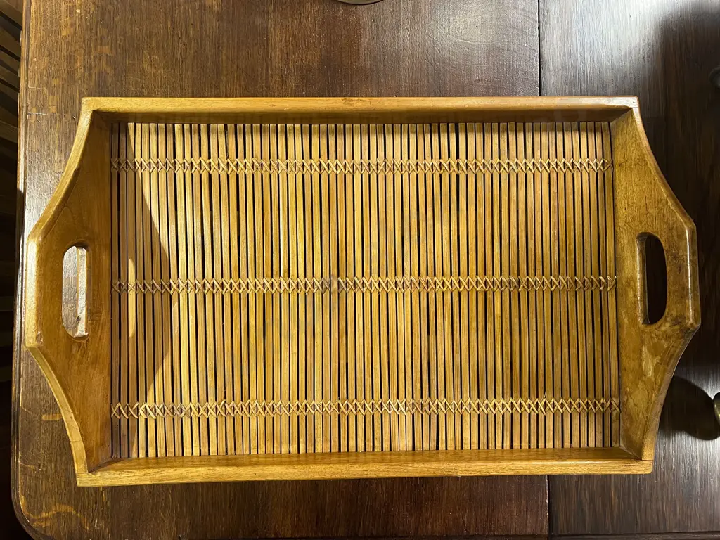 Hardwood & Cane Breakfast Tray Image 1++