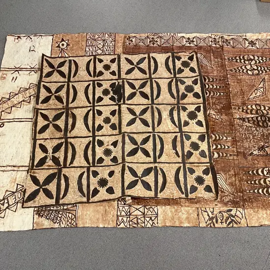 Large Tapa Cloth together with Two Smaller