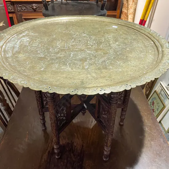 Brass Topped Occasional Table with Folding Base