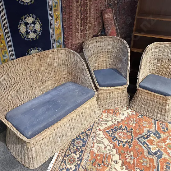 A Three Pce Wicker Conservatory Suite