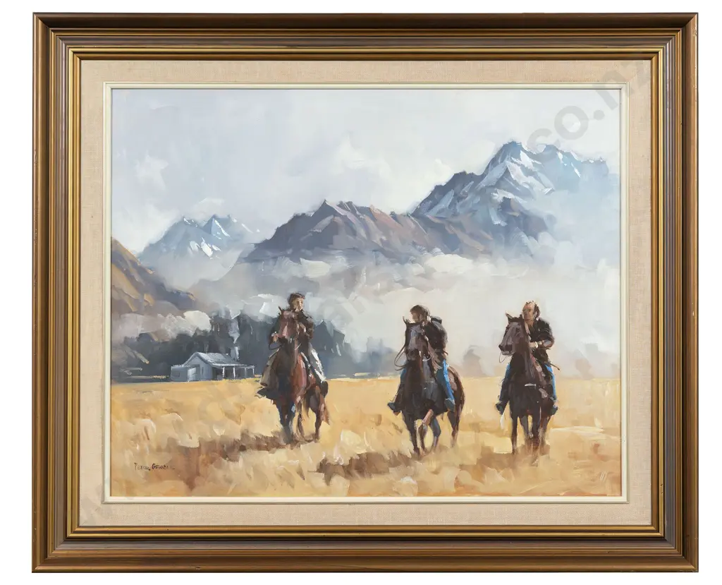 Peter Beadle - Musterers - Early Morning near Mt Nicholas Station Image 1++