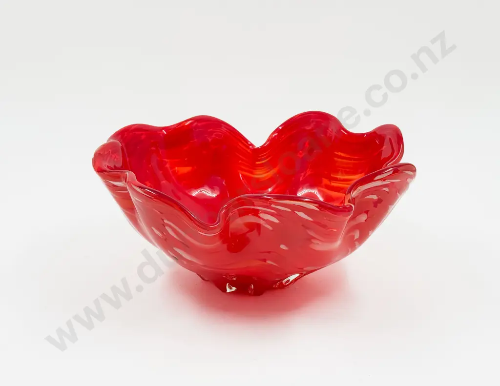 Mid C20th Murano Orange Speckled Encased Table Bowl Image 1++