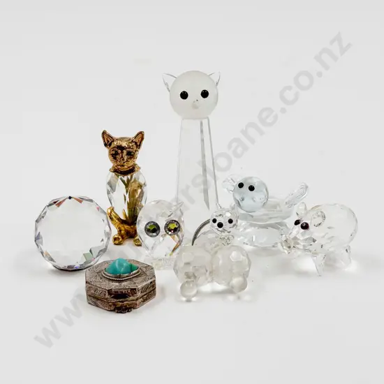Seven Swarovski Crystal and Style Animals with Plated Pill Box