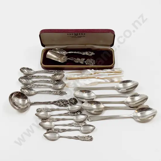 11 S/S Spoons Approx. 104 grams with S/P and MOP