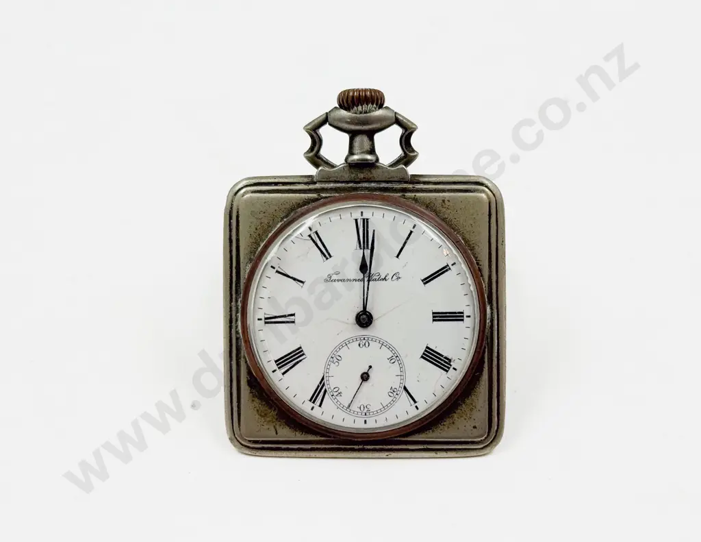 Vintage White Metal Pocket Watch in Square Mount Stand Image 1++