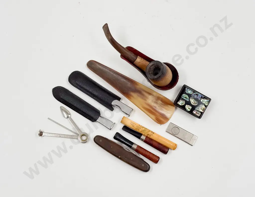Pipe with Smoking Gear and Vintage Pocket Knife Image 1++
