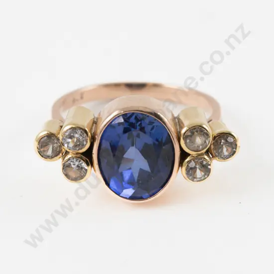 9ct Seven Stone Topaz and Diamond Paste Dress Ring