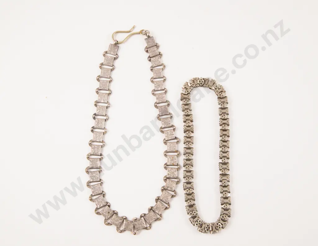 Two Victorian S/S and Silver Plated Fancy Collar Neck Chains Image 1++