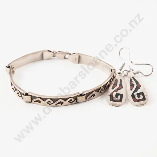 Mexican .925 Silver pendant Drop Earrings and S/S Bracelet