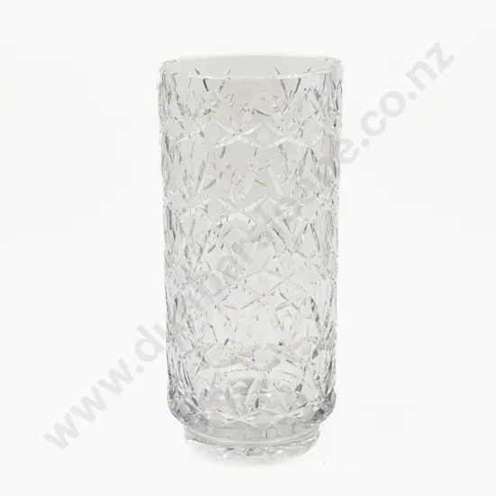 Large Cylindrical Heavy Crystal Vase