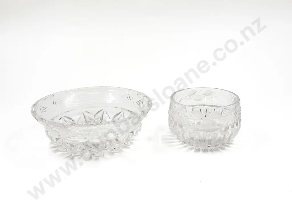 Georgian Tea Caddy Mixing Bowl together with Crystal Bowl & Glass Decanter (Faults) Image 1++