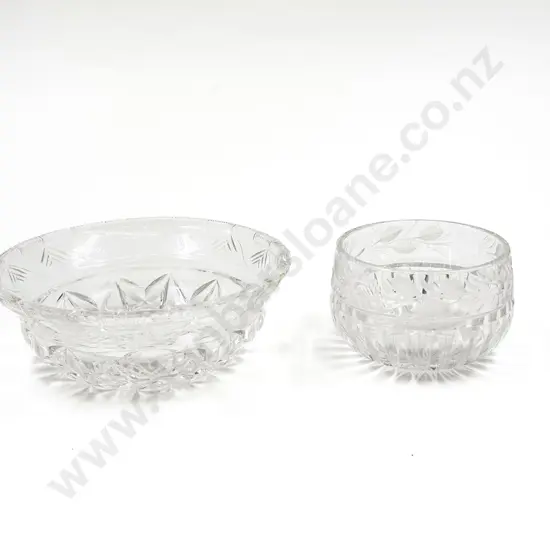 Georgian Tea Caddy Mixing Bowl together with Crystal Bowl & Glass Decanter (Faults)