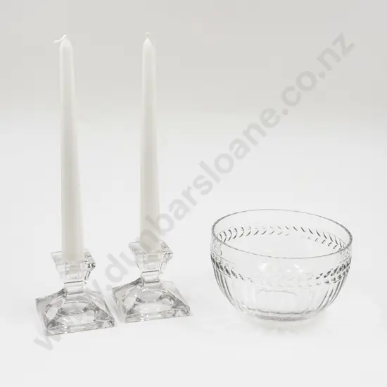 Three Pieces of Villeroy & Boch incl Crystal Bowl & Pair of Candle Holders