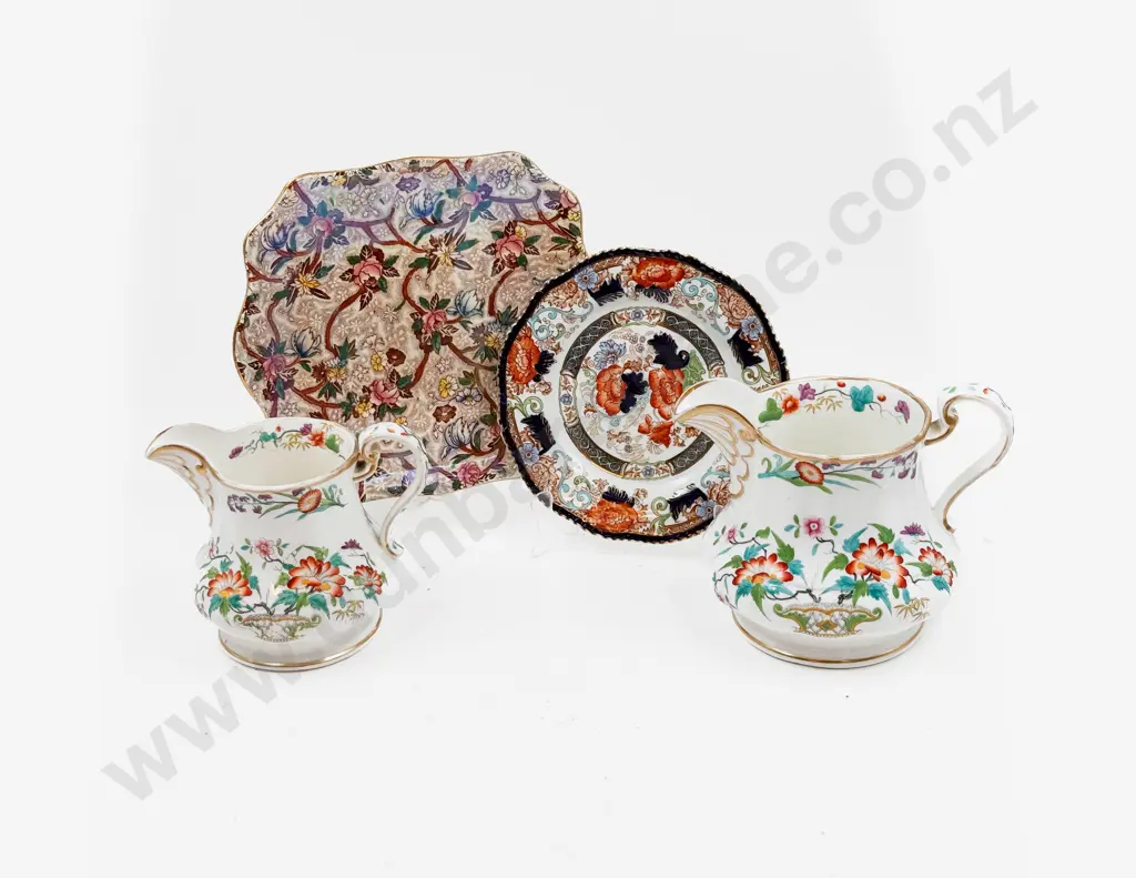 Graduated Pair of Floral Decorated Jugs together with Maling Plate & Other Image 1++
