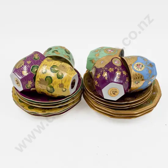 Two Sets of Three Handpainted Fancy China & Cups & Saucers