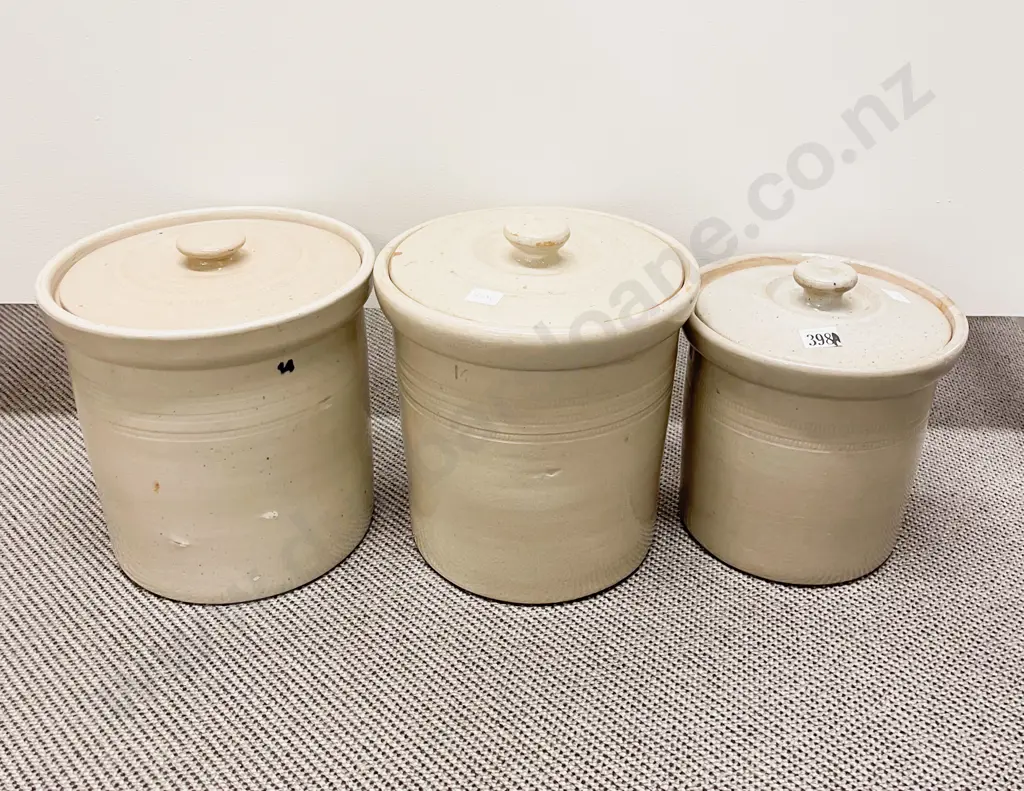 Five Assorted Stoneware Crocks of Sizes (Four with Lids) Image 1++